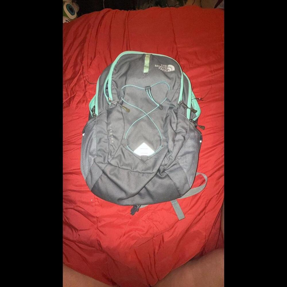 The North Face Jester Back Pack Day Pack Hiking Travel Bag Green /Gray